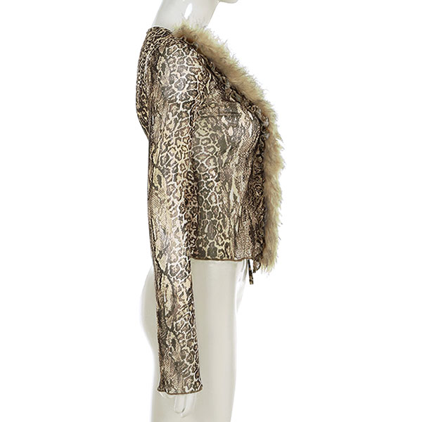 TRIM FUR LEOPARD CARDIGAN