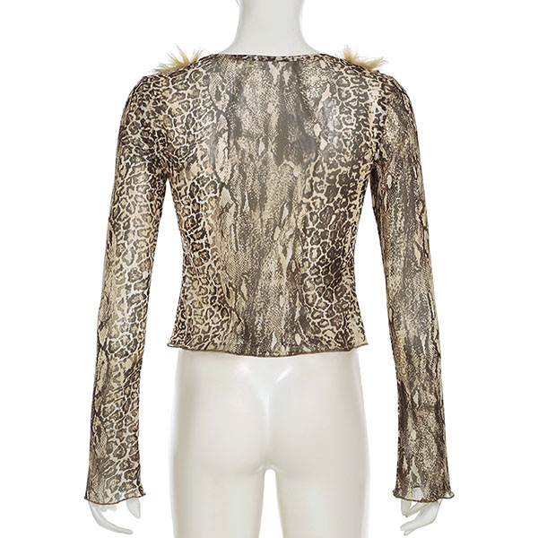 TRIM FUR LEOPARD CARDIGAN