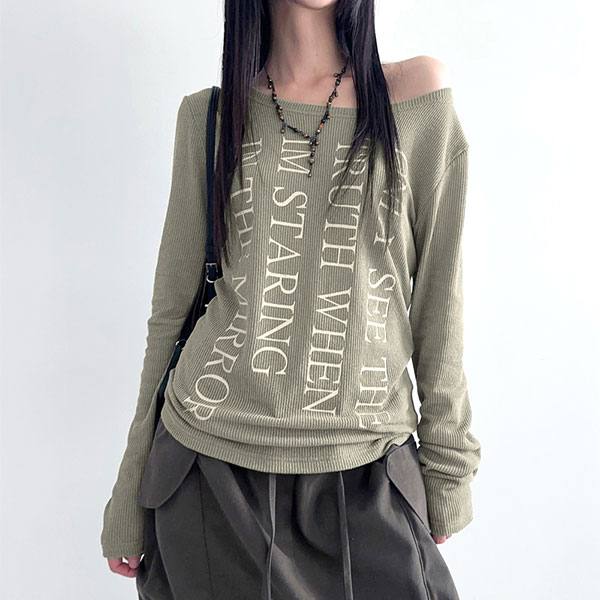 LETTER RIB L/S T-SHIRTS