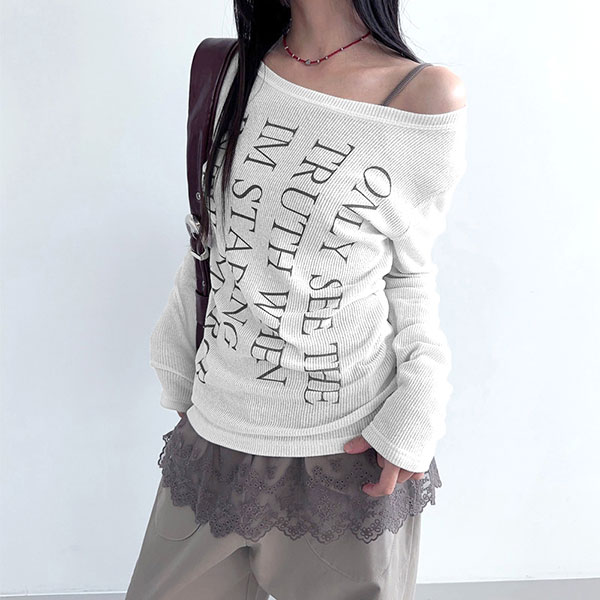LETTER RIB L/S T-SHIRTS