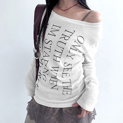 LETTER RIB L/S T-SHIRTS