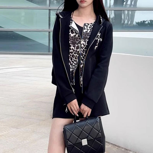 CROSS LEOPARD ZIP HOODIE