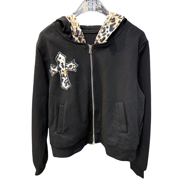 CROSS LEOPARD ZIP HOODIE