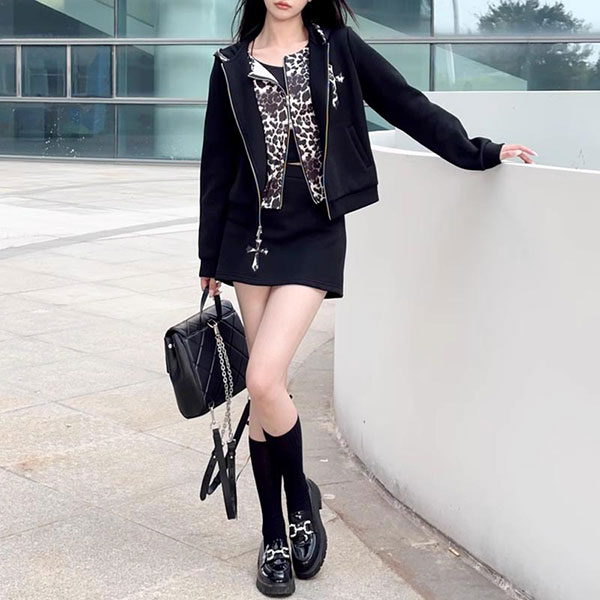 CROSS LEOPARD SKIRT