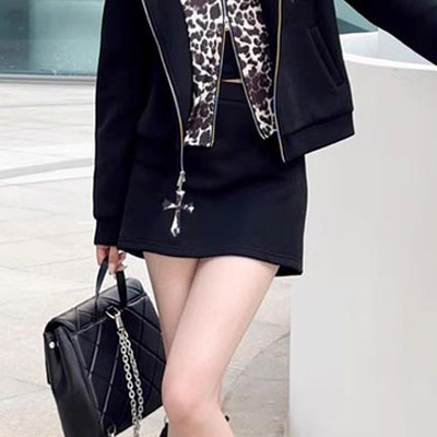 CROSS LEOPARD SKIRT
