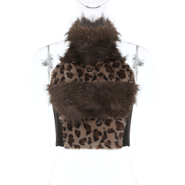 TRIM LEOPARD HALTER NECK