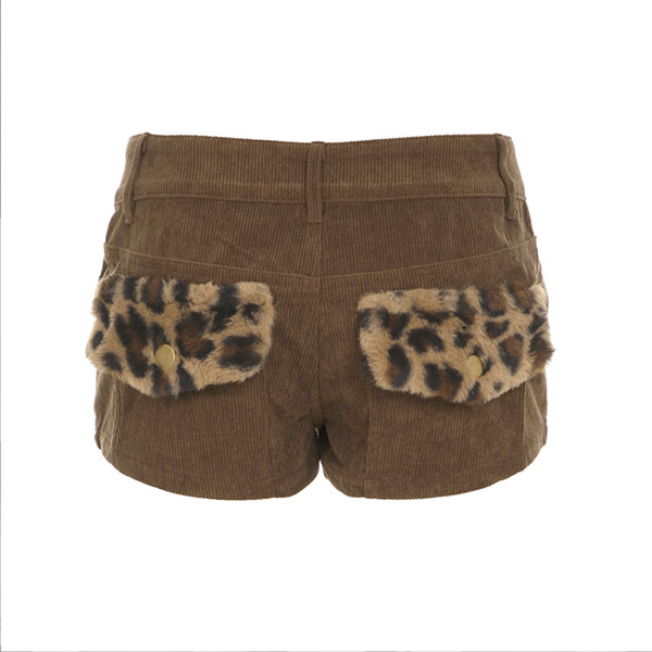 TRIM LEOPARD FUR SHORTS