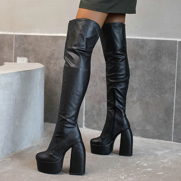 KNEE HIGH PLATFORM BOOTS