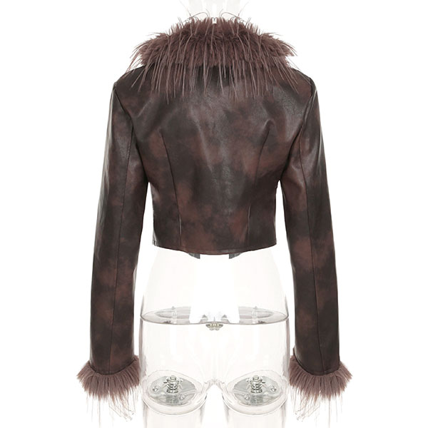 TRIM FUR ECO LEATHER JACKET