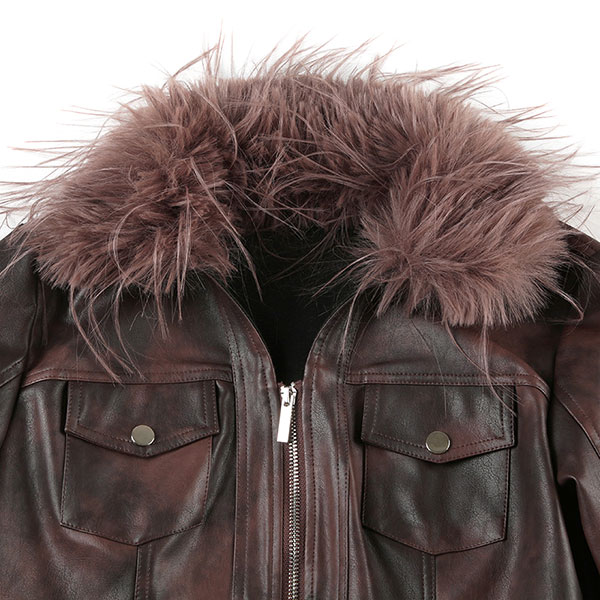 TRIM FUR ECO LEATHER JACKET