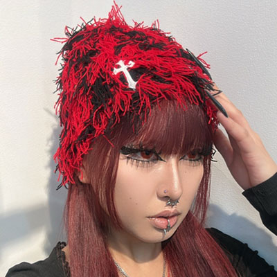 CROSS FRINGE BEANIE