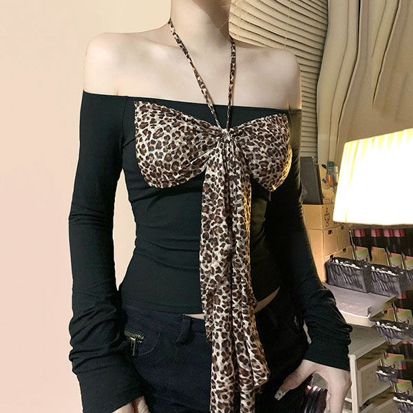 LEOPARD RIBBON OFF SHOULDER