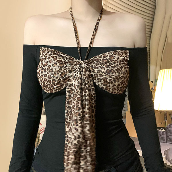 LEOPARD RIBBON OFF SHOULDER