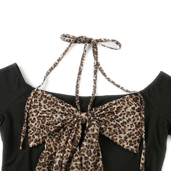 LEOPARD RIBBON OFF SHOULDER