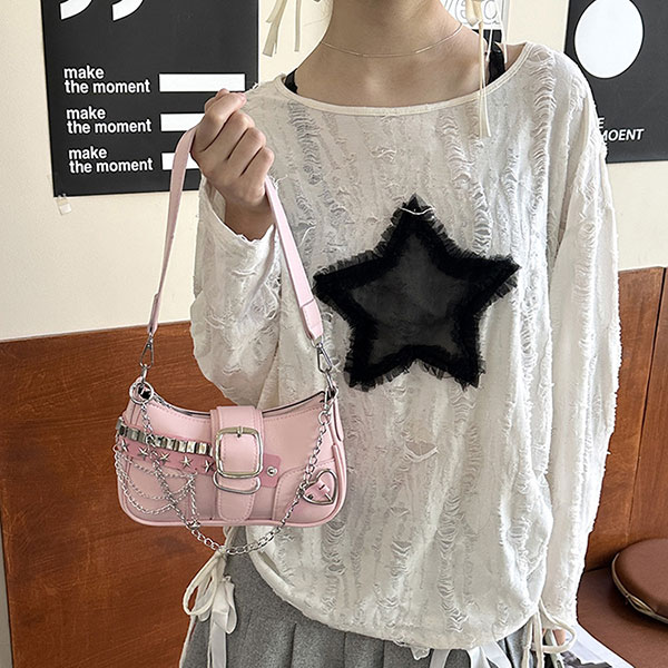 METAL PARTS SHOULDER BAG