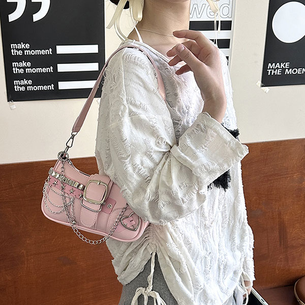 METAL PARTS SHOULDER BAG