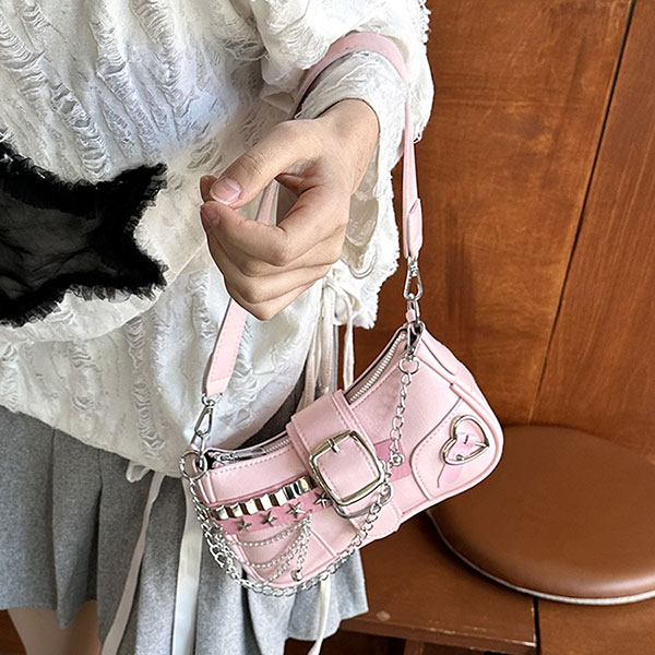 METAL PARTS SHOULDER BAG