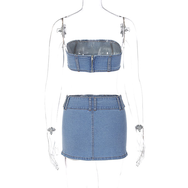 WIDE BELT DENIM TWO PIECE