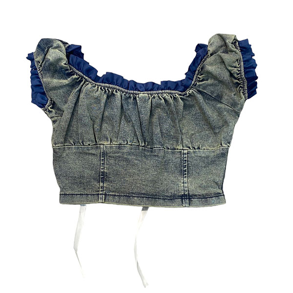 DENIM LACE UP BLOUSE
