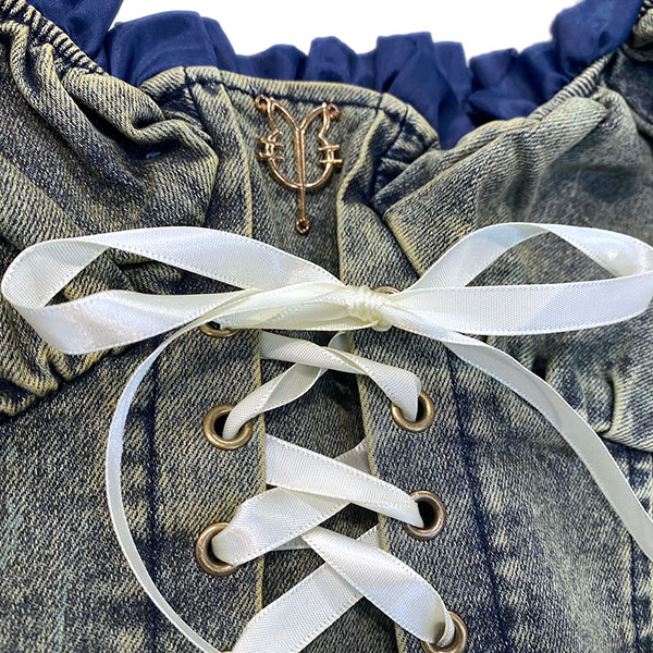 DENIM LACE UP BLOUSE