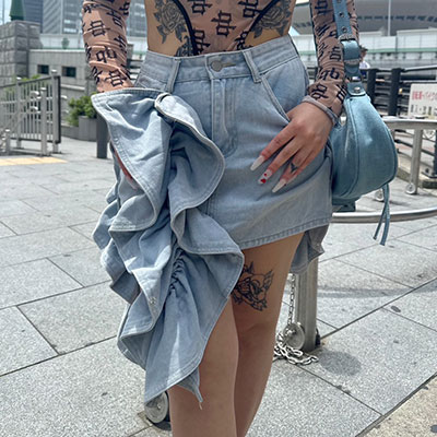 DENIM RIBBON SKIRT