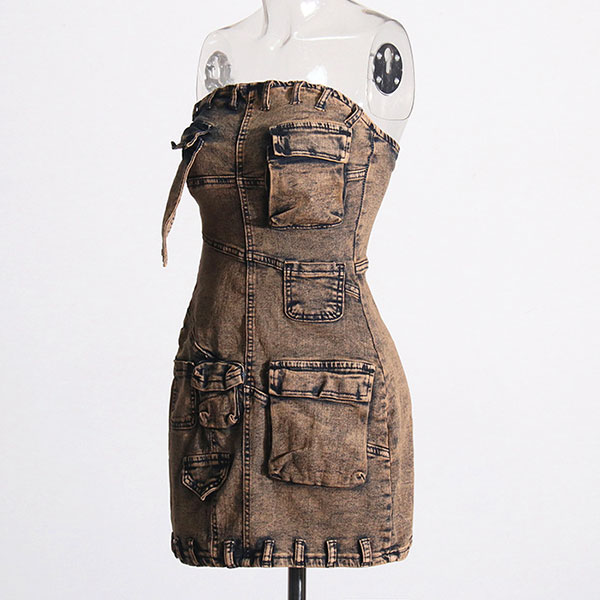 MULTI POCKET DENIM ONEPIECE