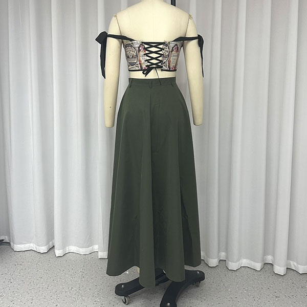 HIGH SLIT ZIP SKIRT+TOPS