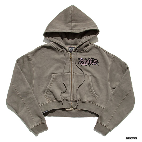 METAL PIGMENT CROPPED ZIP HOODIE