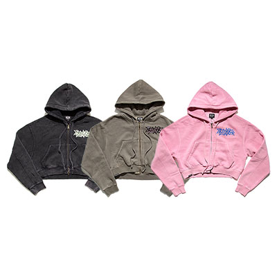 METAL PIGMENT CROPPED ZIP HOODIE