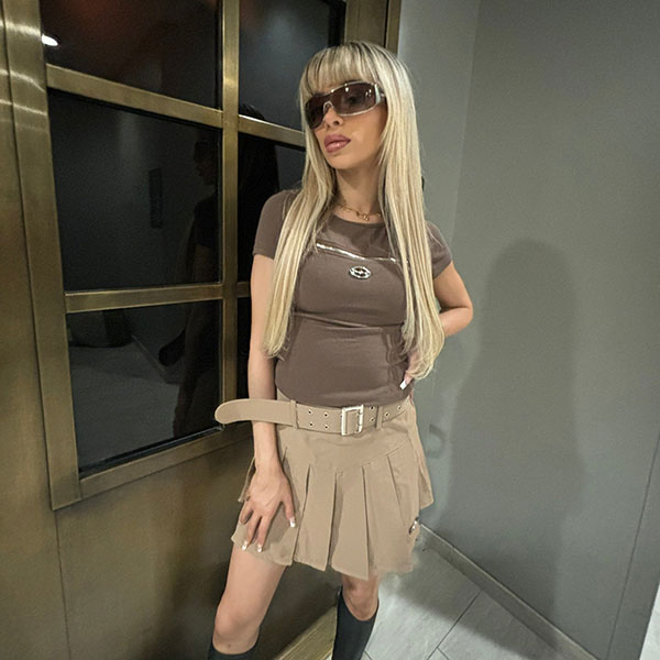 PLATE PLEATS BELT SKIRT