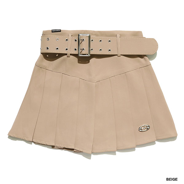 PLATE PLEATS BELT SKIRT