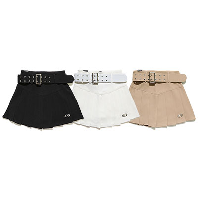 PLATE PLEATS BELT SKIRT