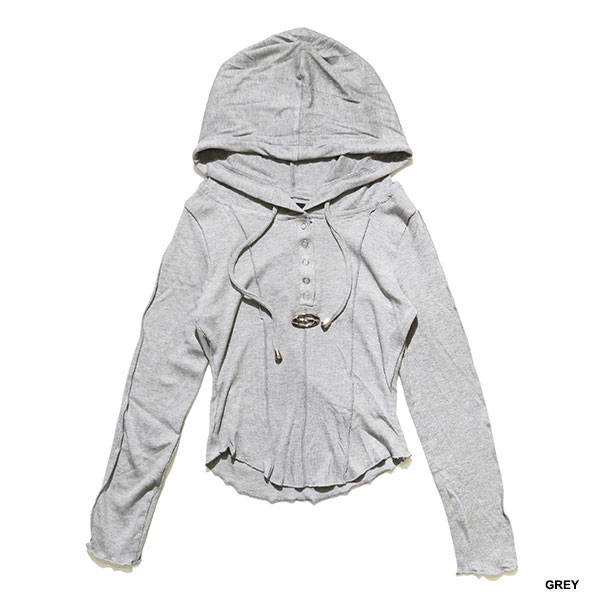 PLATE RIB HOOD L/S T-SHIRT