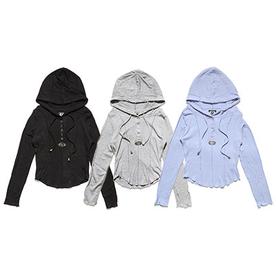 PLATE RIB HOOD L/S T-SHIRT