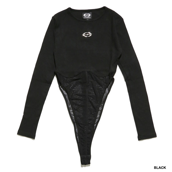 PLATE HALF SHEER BODYSUIT