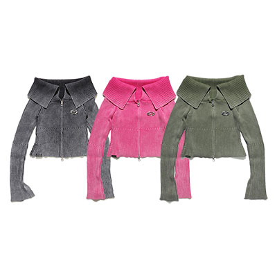 PLATE RIB ZIP KNIT