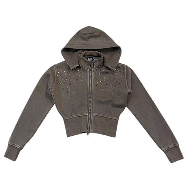 STUDS PIGMENT ZIP HOODIE
