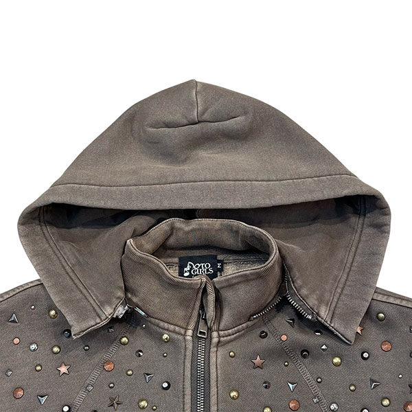 STUDS PIGMENT ZIP HOODIE