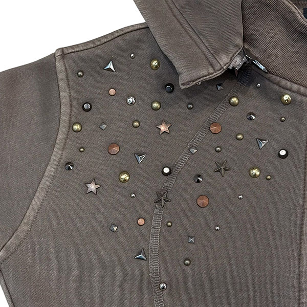 STUDS PIGMENT ZIP HOODIE