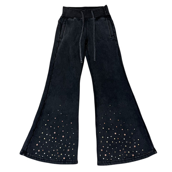 STUDS PIGMENT FLARE PANTS