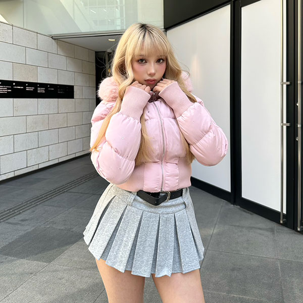 TRIM FUR STONE PUFF JACKET