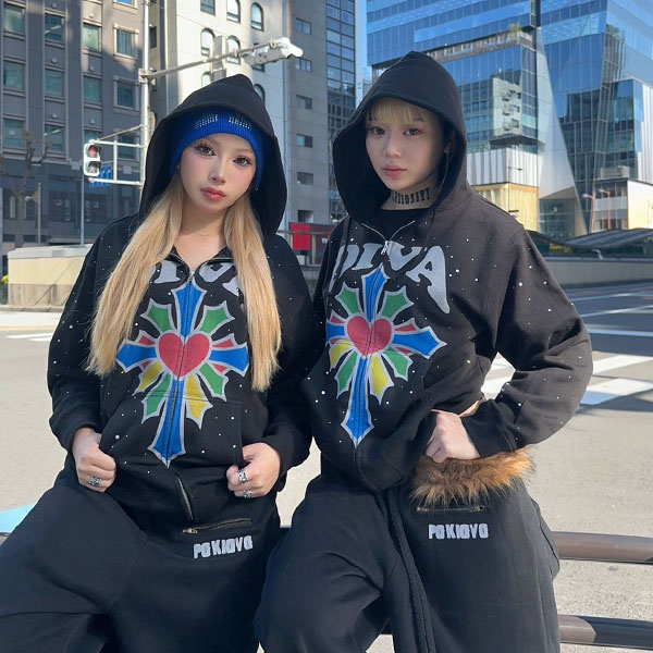 DIVA CROSS STONE ZIP HOODIE