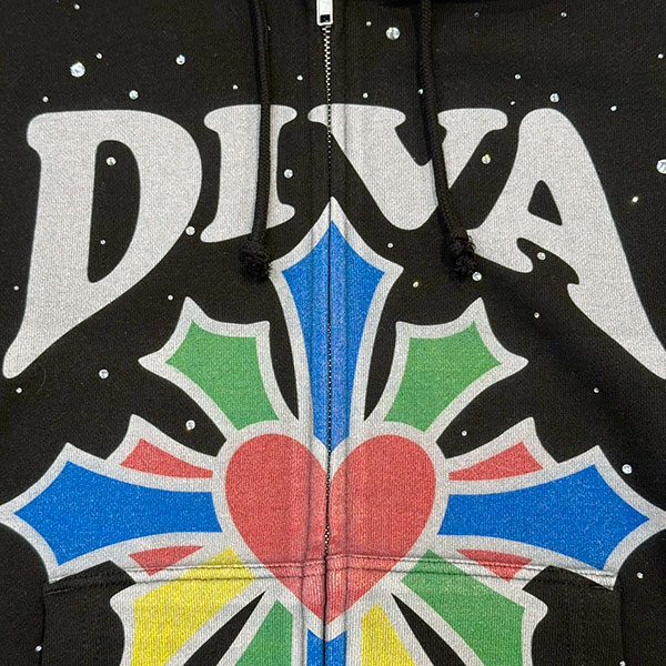 DIVA CROSS STONE ZIP HOODIE