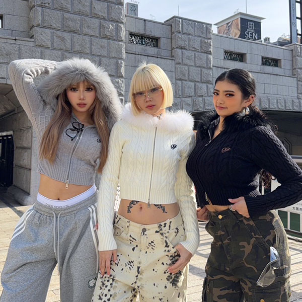 OG TRIM FUR ZIP KNIT HOODIE