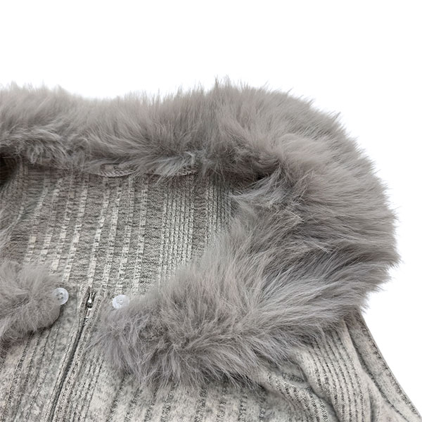 TRIM FUR ZIP KNIT