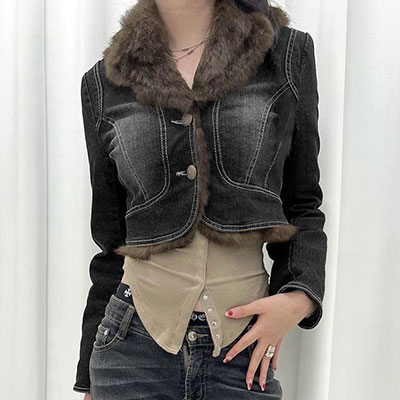 TRIM FUR DENIM JACKET
