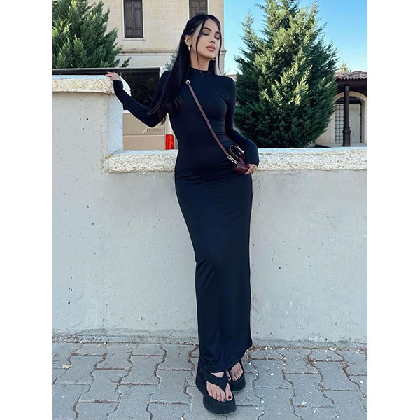 STAND COLLAR LONG ONE PIECE