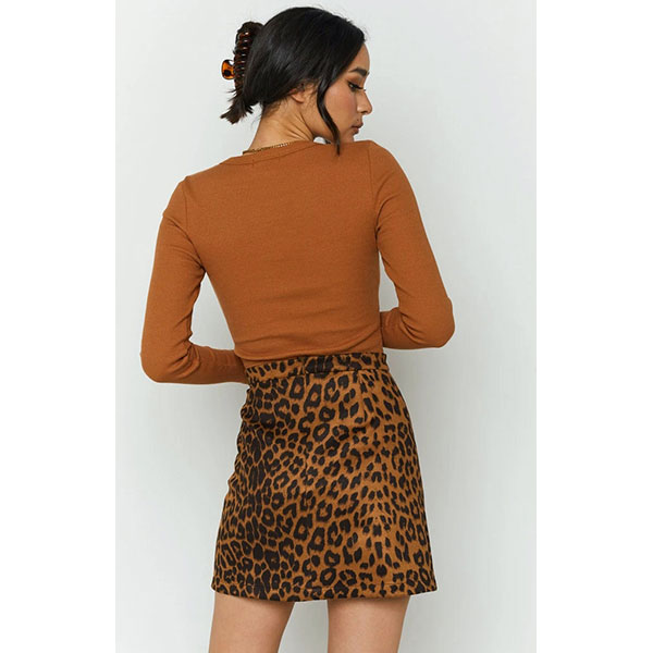 LEOPARD SUEDE MINI SKIRT