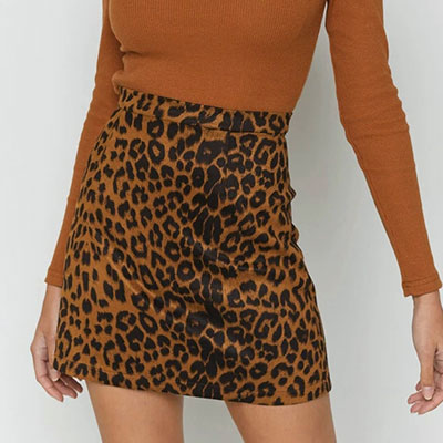 LEOPARD SUEDE MINI SKIRT