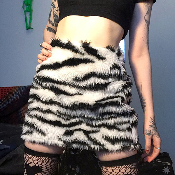 ZEBRA FUR SKIRT